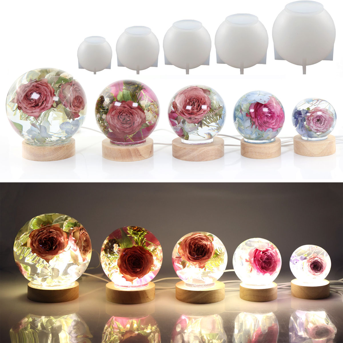 Resin Art Kit With Molds - Molde de silicona con bola esférica