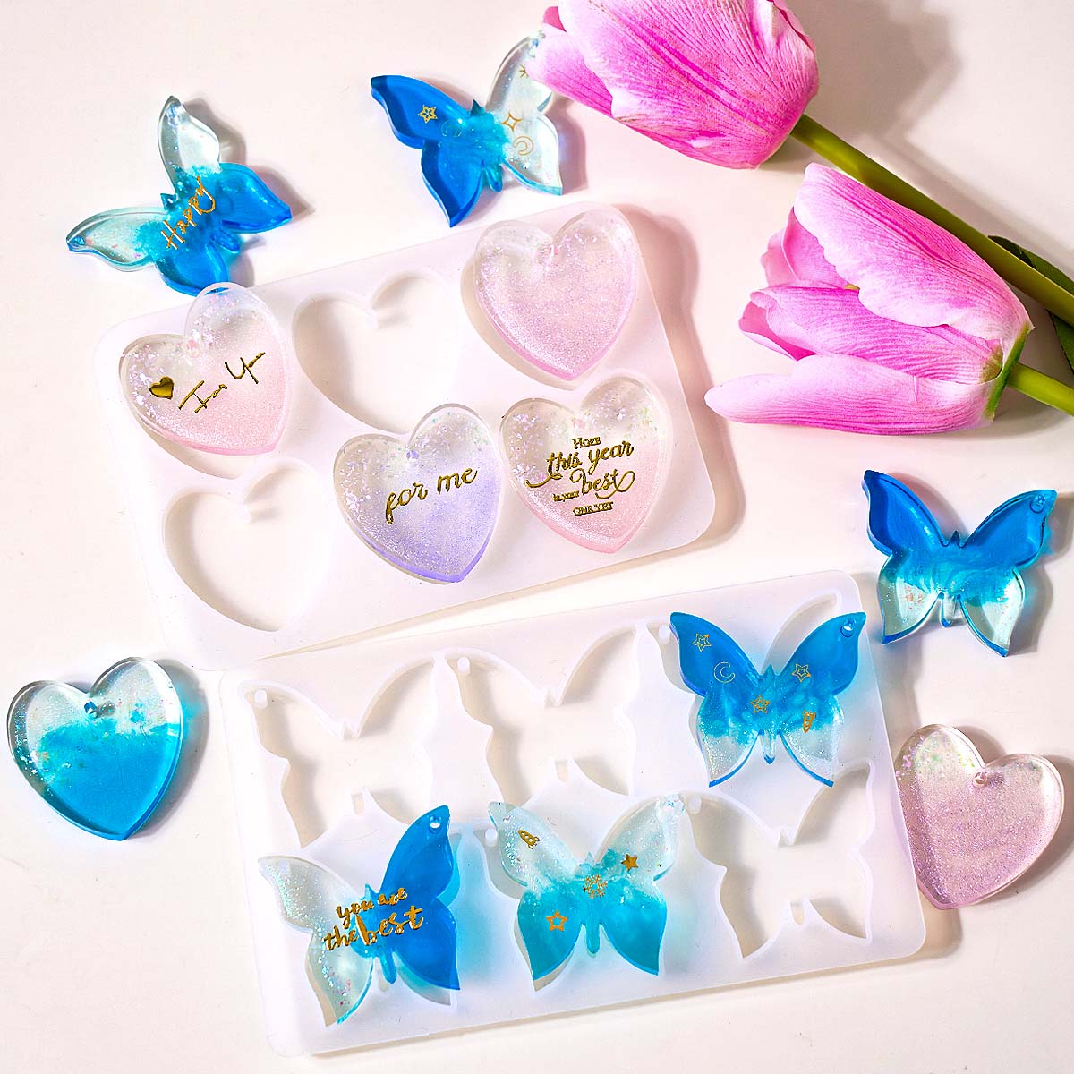 Resin Art Kit With Molds - Molde de silicona de seis cavidades