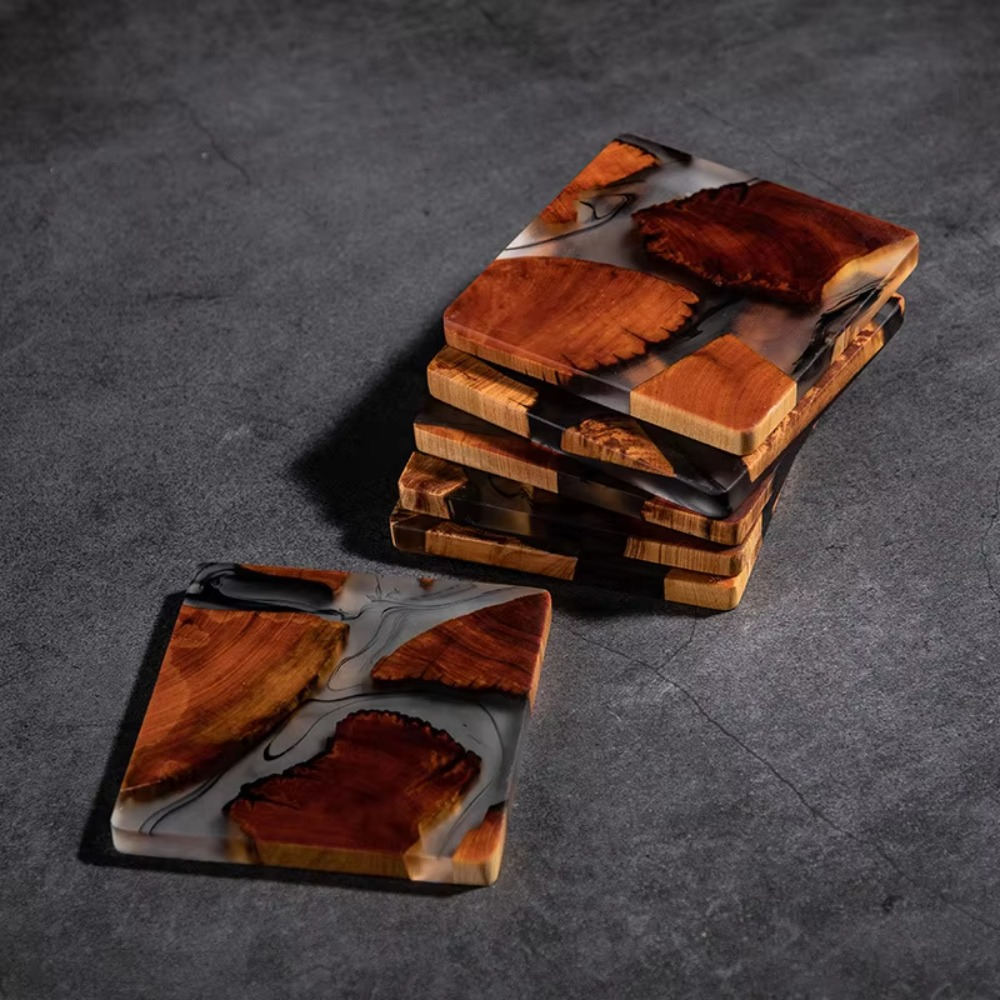 Resin Art Coasters - Posavasos de resina de madera, cojín