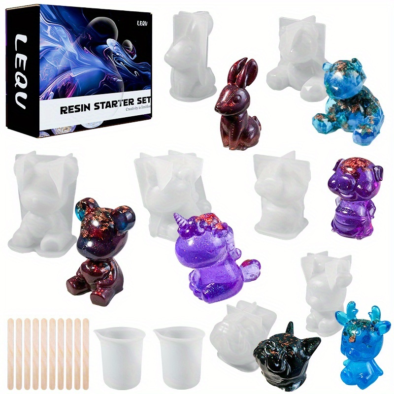 Resin Art Kit With Molds - Juego de 19 moldes de resina,