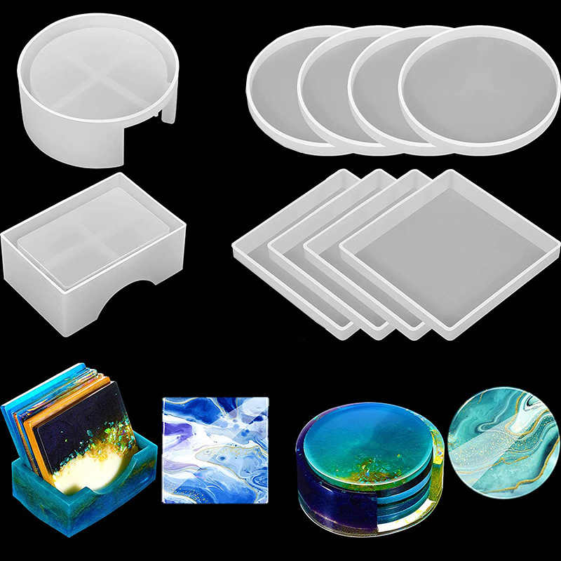 Resin Art Coasters - Molde de silicona para posavasos cuadrado