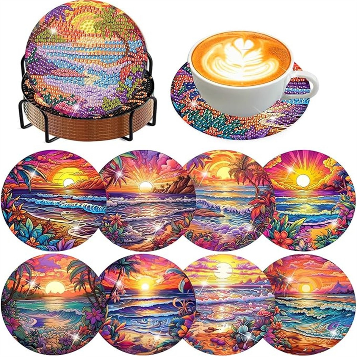 Resin Art Coasters - Juego de 8 Posavasos Pintados con