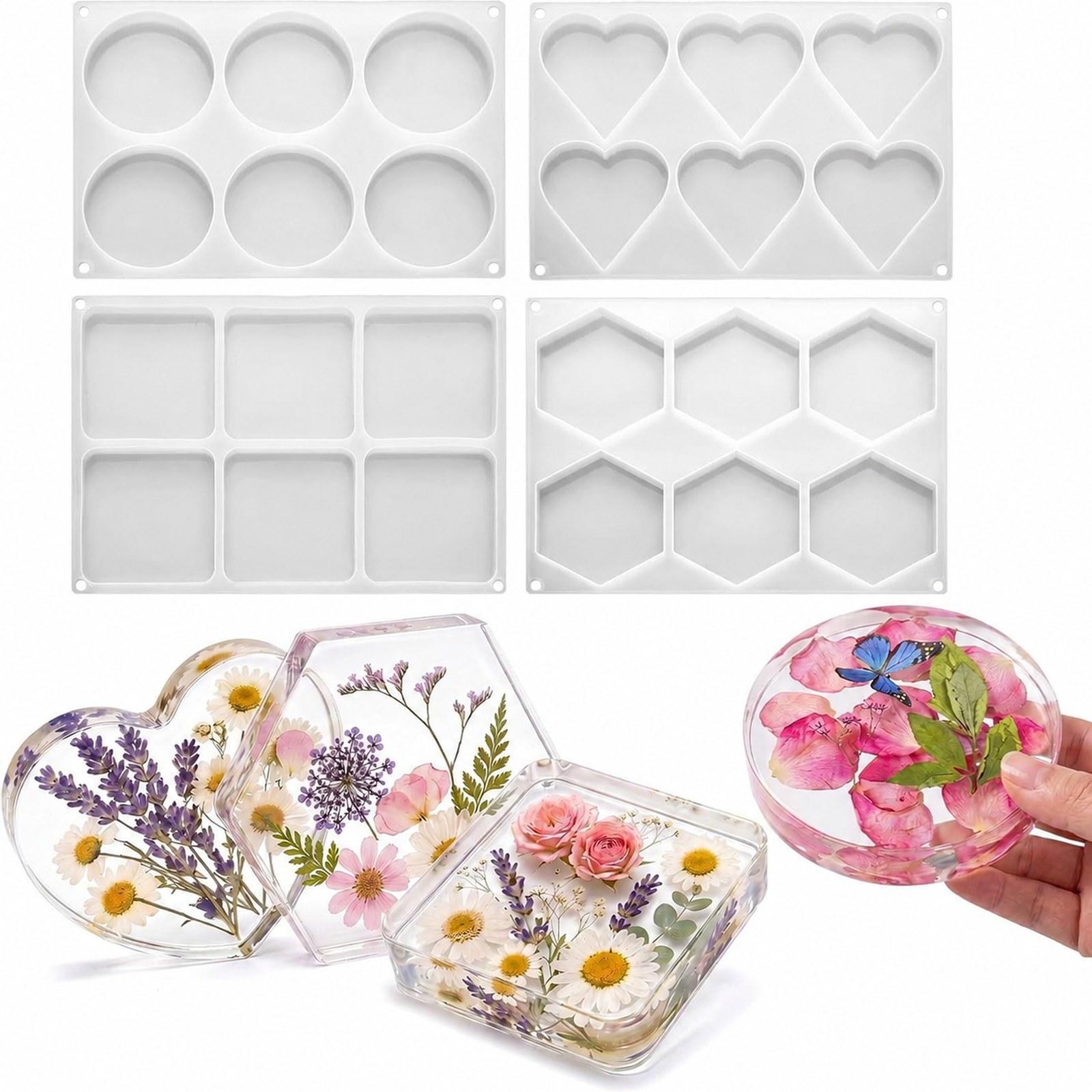 4 Moldes de Resina Profunda pa - Resin Art Coasters reseña y precio